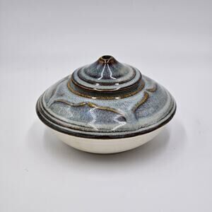 Bill Campbell Pottery Drip Glaze Oil Lamp Signed